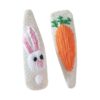 Snap Hair Clip Set with Hand-Embroidered Rabbit Design