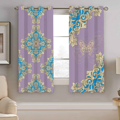 Printed Velvet Eyelet Curtain – Floral Shima