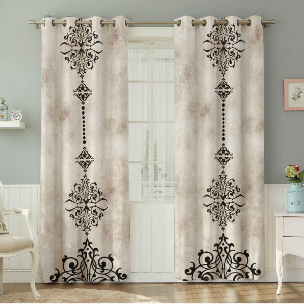 Printed Velvet Eyelet Curtain – Floral Helma
