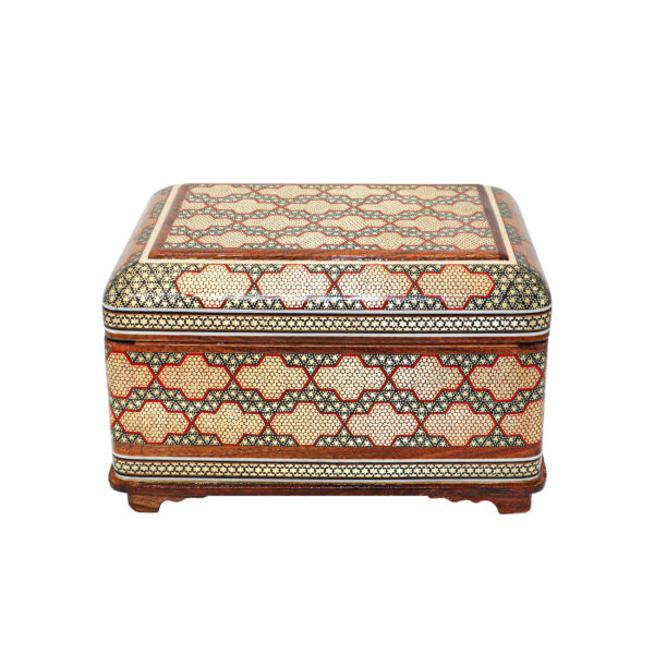 Handcrafted Wooden Jewelry Box with Persian Khatam Design