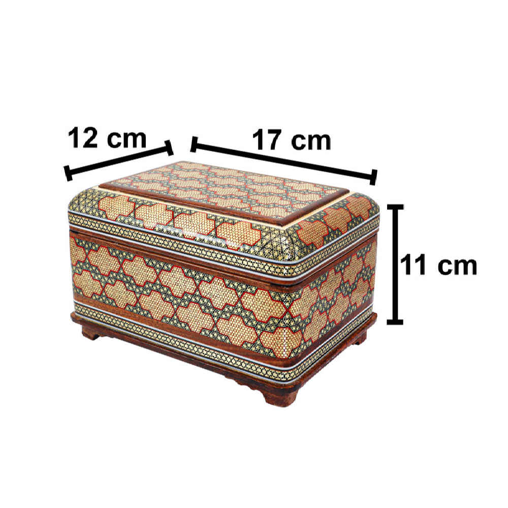 Handcrafted Wooden Jewelry Box with Persian Khatam Design
