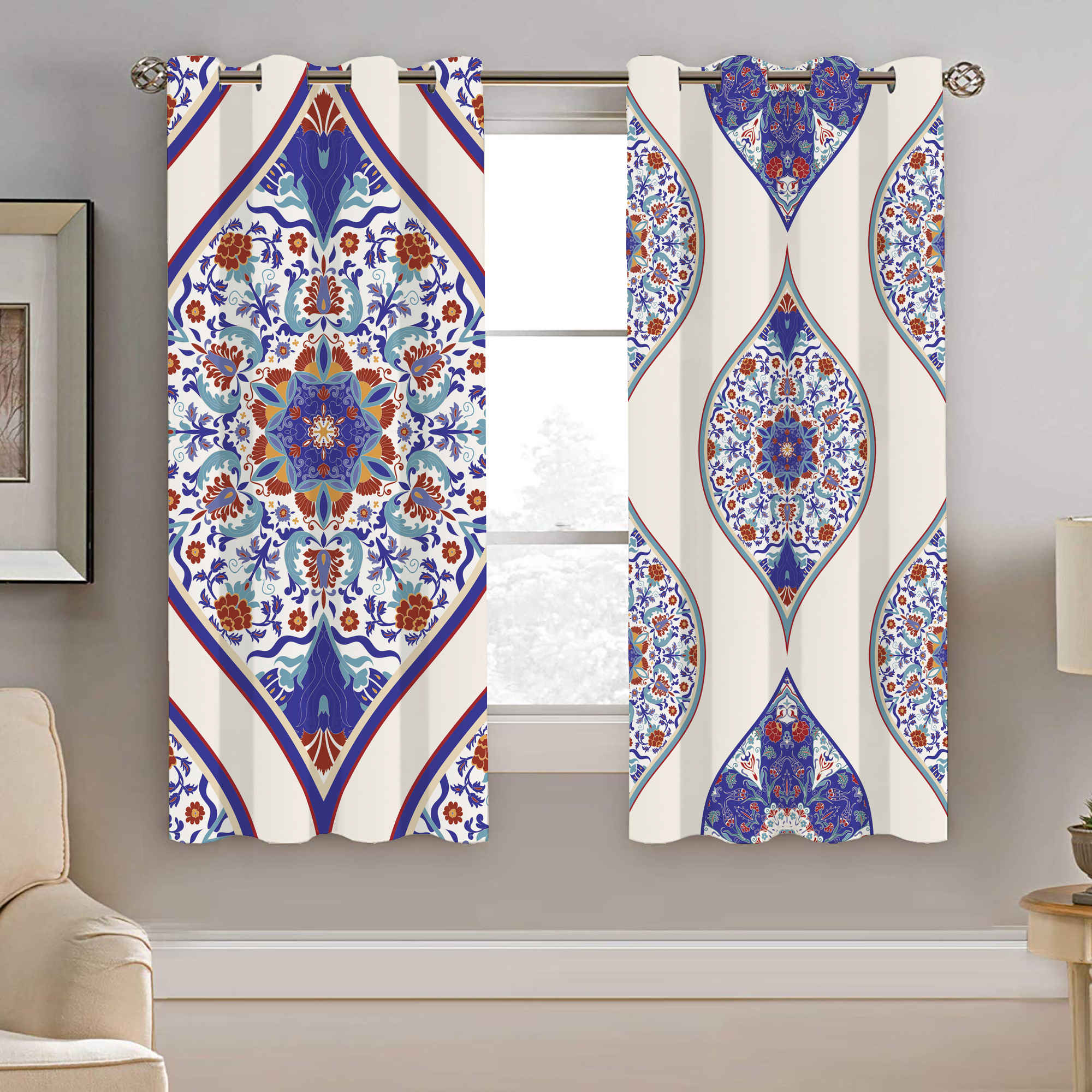 Printed Velvet Persian Eyelet Curtain – Shakiba