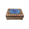 Handcrafted Wooden Jewelry Box with Persian Khatam Blue Flowers