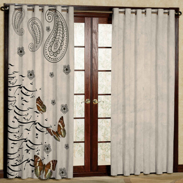 Printed Velvet Persian Eyelet Curtain – Calligraphy Mahsan