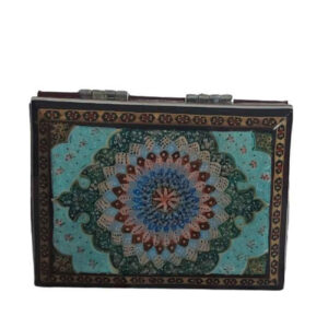 Wooden Jewelry Box Handcrafted Persian Khatamkari Green Flower