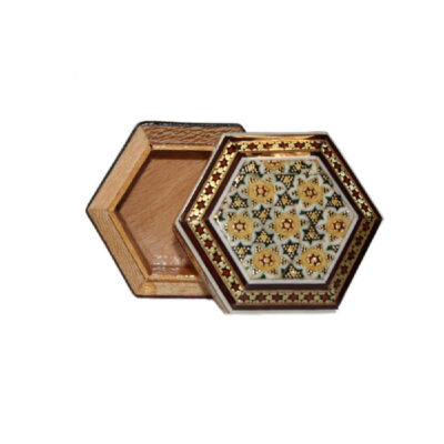Handcrafted Wooden Jewelry Box with Persian Khatam Floral Design (x2)