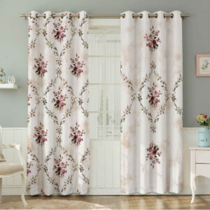 Floral Velvet Printed Punch Curtain