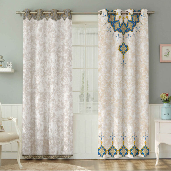 Printed Velvet Persian Eyelet Curtain – Floral Sogand