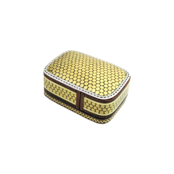 Handcrafted Wooden Jewelry Box with Persian Khatam Yellow Design