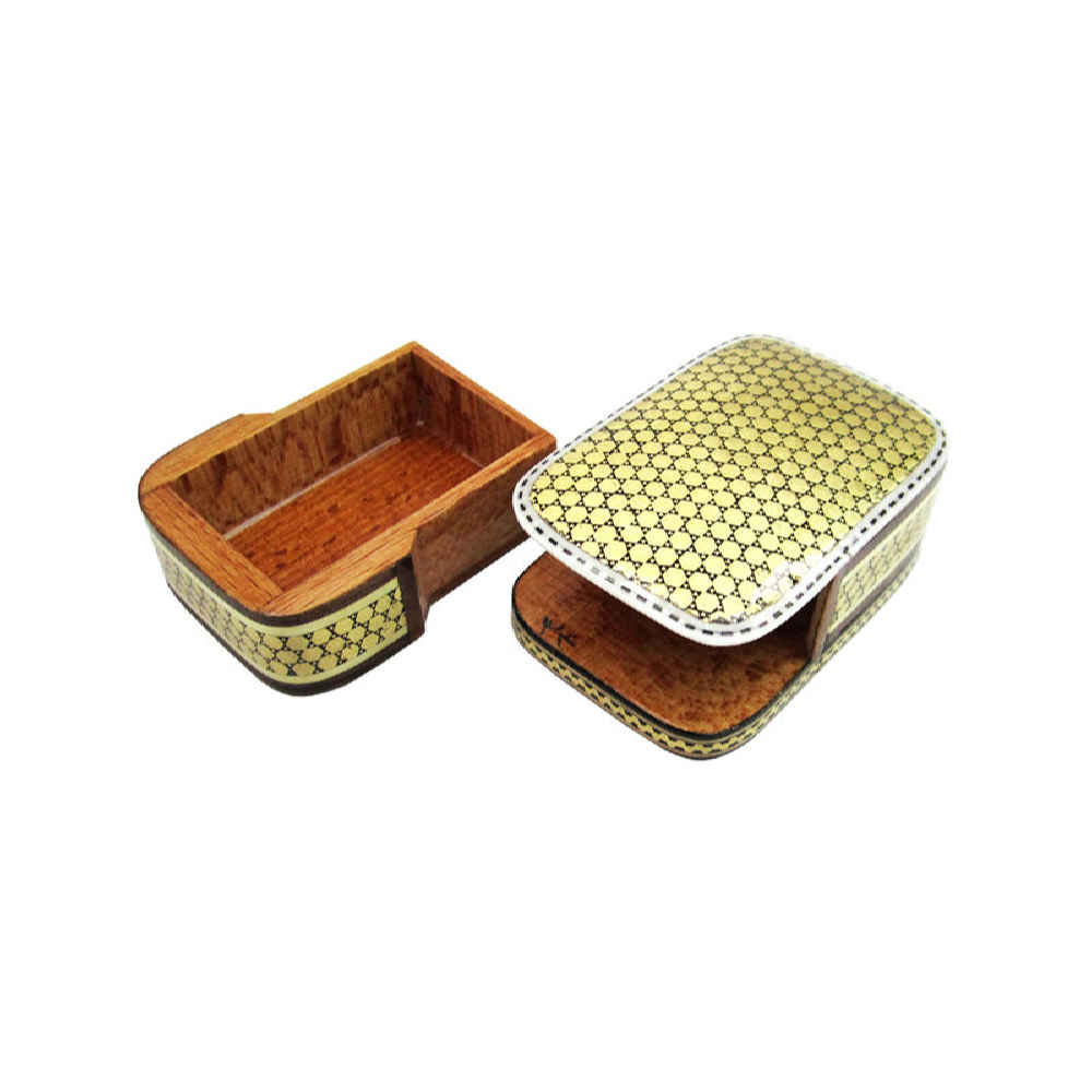Handcrafted Wooden Jewelry Box with Persian Khatam Yellow Design