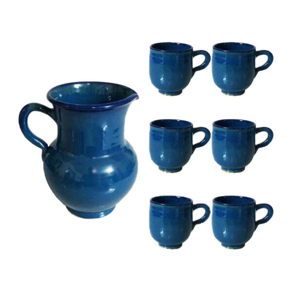 Set of Handcrafted Persian Pottery Pitcher & Cups Elizabeth