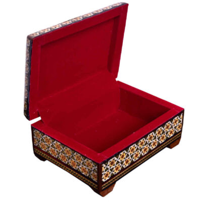 Handcrafted Wooden Jewelry Box with Persian Khatam Feryal Design