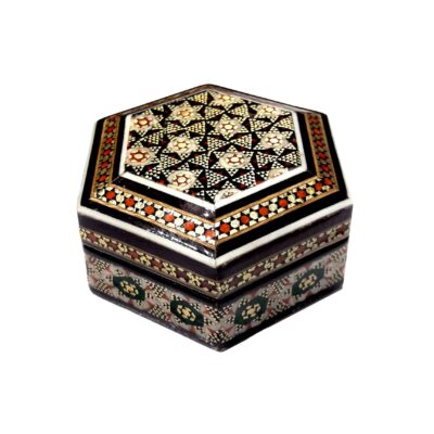 Handcrafted Wooden Jewelry Box with Persian Khatam Stars Design