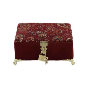 Wooden Jewelry Box Handcrafted With Velvet Paisley Fabric