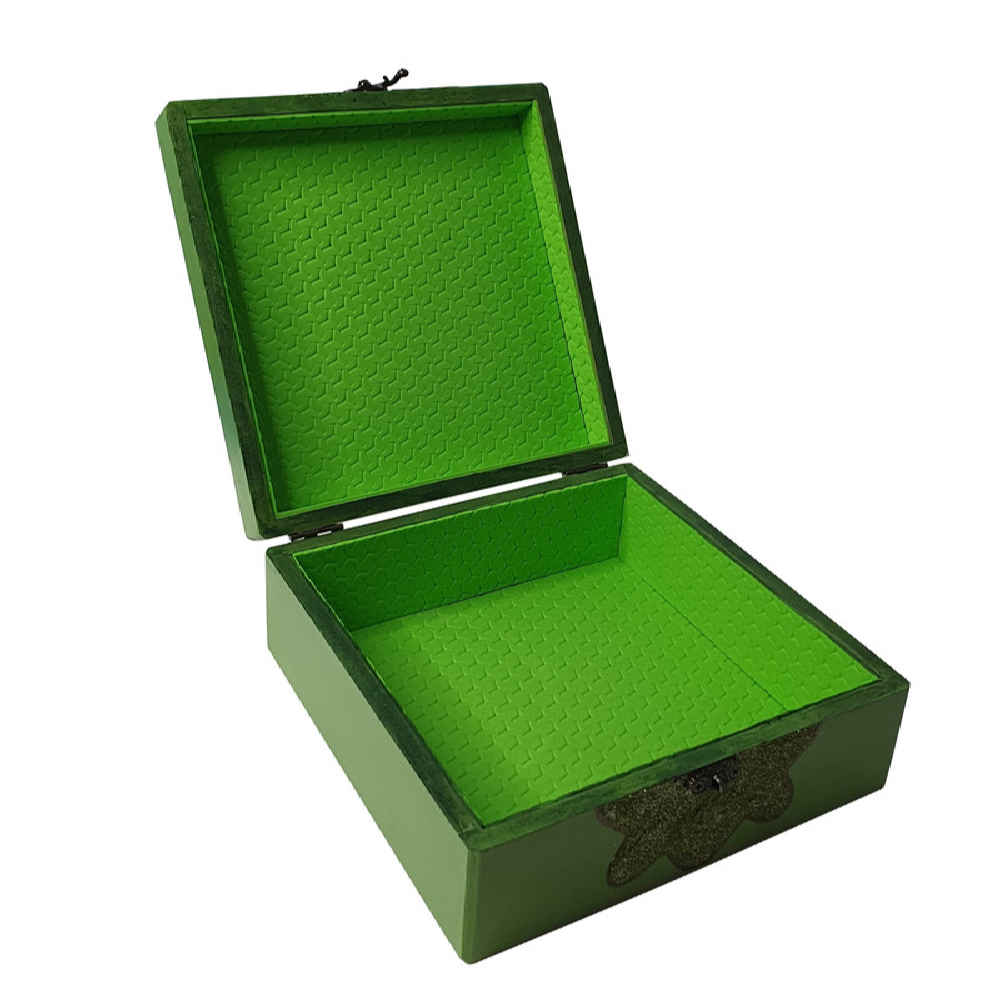 Handcrafted Wooden Jewelry Box with Persian Calligraphy Quote