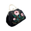 Ribbon Embroidery Clutch Handbag - Velvet with Flower Bead Detail