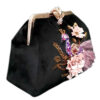 Ribbon Embroidery Clutch Handbag with Peacock Bead Detail
