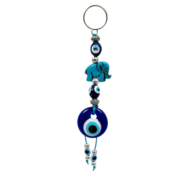 Blue Evil Eye Keychain - Elephant Model