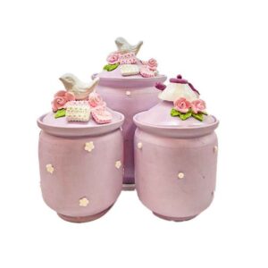 Ceramic Canister Jar Handcrafted to Enhance Kitchen ‌Set of 3