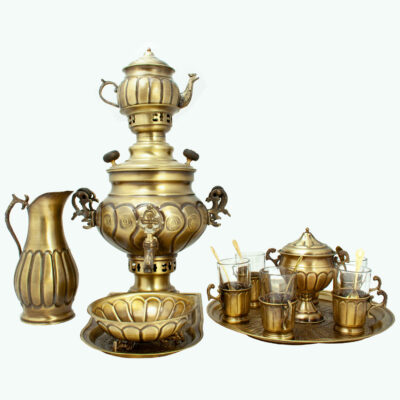 Persian Brass Samovar Decorative Coal Tea Maker 2.5-Liter (19 Pcs)