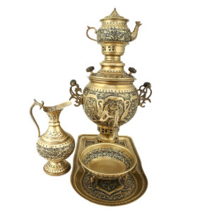 Decorative Coal Samovar in Brass Intricately Handmade