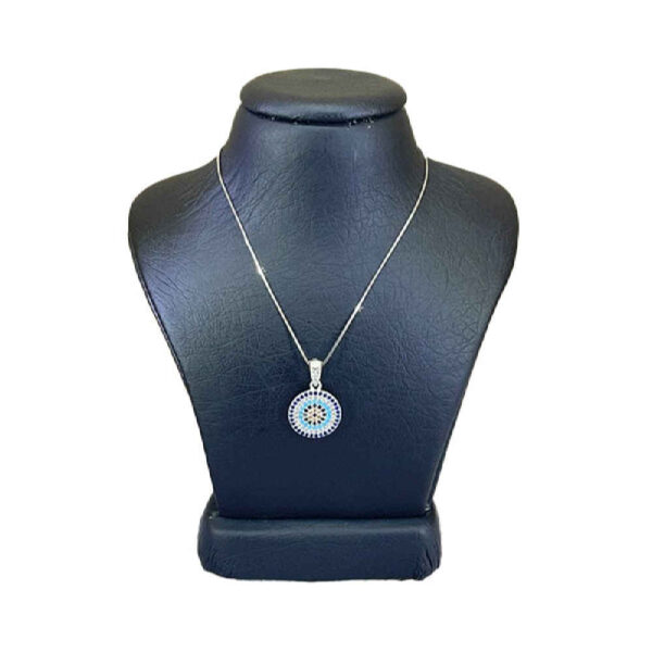 Silver Necklace with Evil Eye Theme Circle
