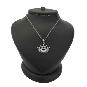 Evil Eye 925 Silver Necklace Model Crown