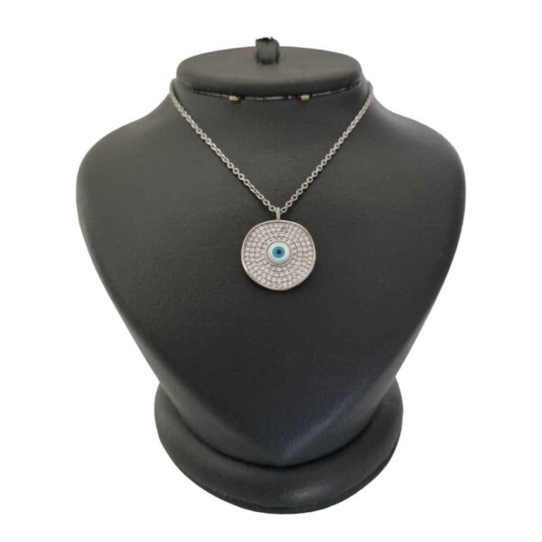 Silver Necklace with Evil Eye Theme Hanieh