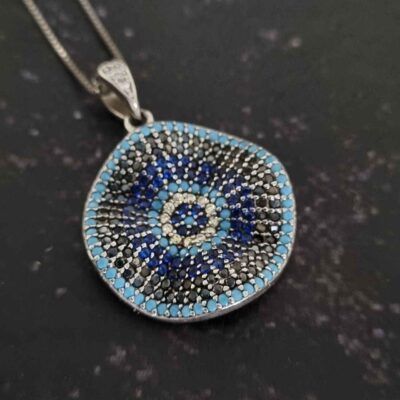 Silver Necklace with Evil Eye Theme Nahal