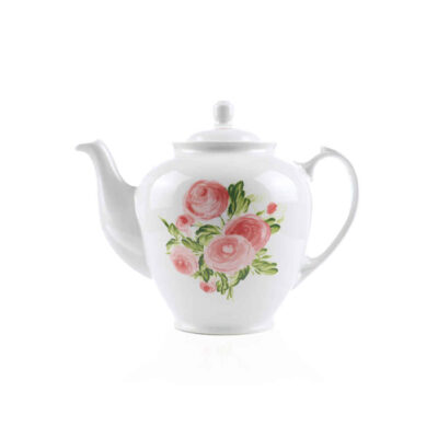 Porcelain Serving Teapot in White with Flower Design Elena