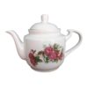Porcelain Serving Teapot in White with Floral Motif Gole Sorkh