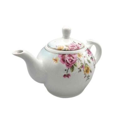 Porcelain Serving Teapot in White with Flower Design Kamelia