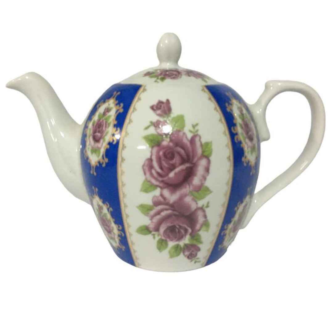 Porcelain Serving Teapot in White with Flower Design Kiana