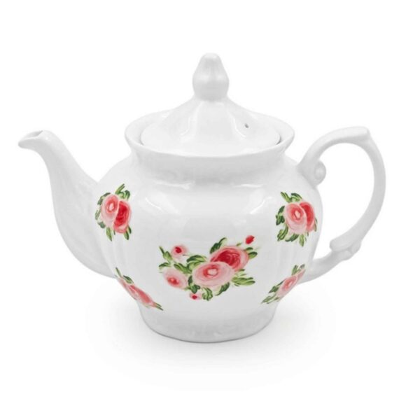 Porcelain Serving Teapot in White with Floral Motif Resmont