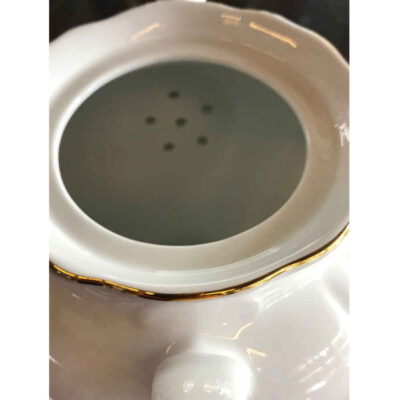 Porcelain Serving Teapot in White with Floral Motif Rosaline