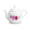 Porcelain Serving Teapot in White with Floral Motif Roseflower