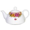 Porcelain Serving Teapot in White with Floral Motif Rosita