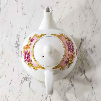 Porcelain Serving Teapot in White with Floral Motif Rosita