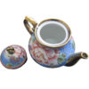 Porcelain Serving Teapot Retro Theme with Blue & Golden Flower Design
