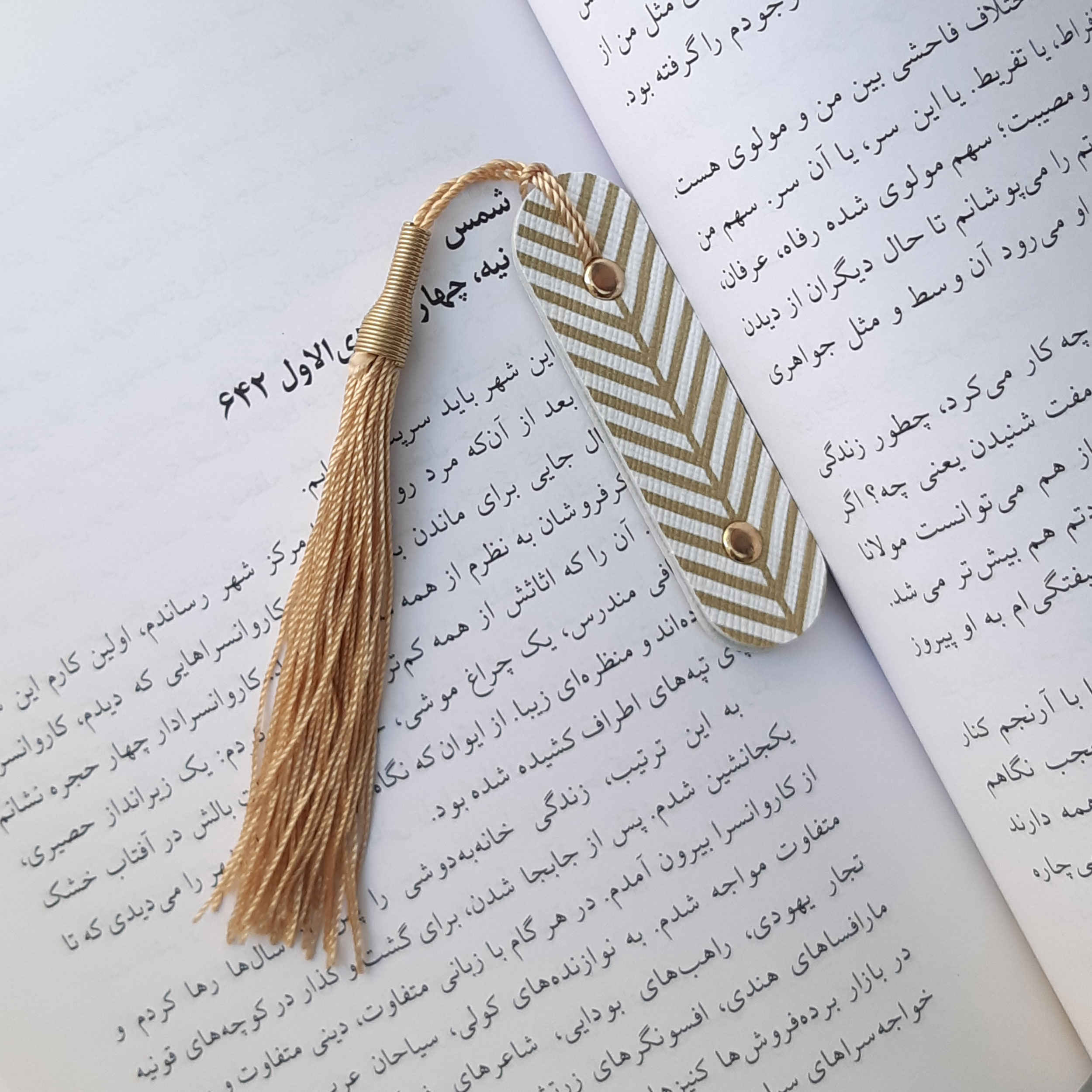Golden Leather Bookmark Model Striped