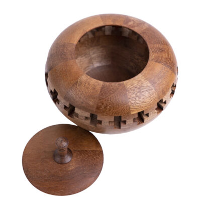 Handcrafted Wooden Sugar Bowl with Lid – Rustic Style Alborz