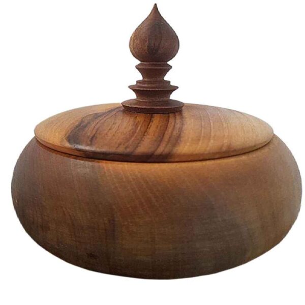 Handcrafted Wooden Sugar Bowl with Lid - Rustic Style Bahar