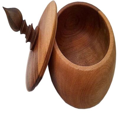Handcrafted Wooden Sugar Bowl with Lid – Rustic Style Bahar