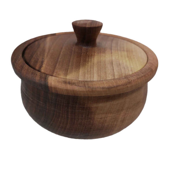 Handcrafted Wooden Sugar Bowl with Lid - Rustic Style Elahe