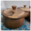 Handcrafted Wooden Sugar Bowl with Lid - Rustic Style Elahe