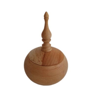 Handcrafted Wooden Sugar Bowl with Lid – Rustic Style Khomrei