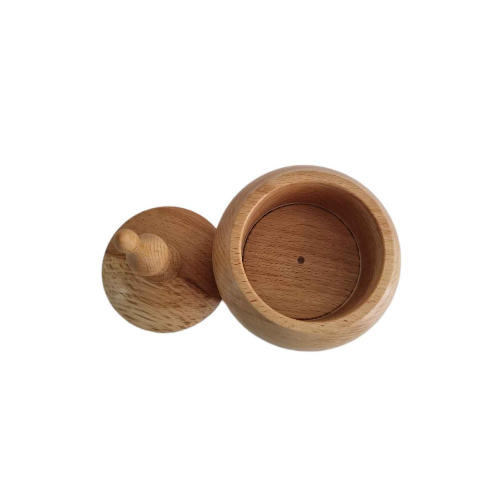 Handcrafted Wooden Sugar Bowl with Lid – Rustic Style Khomrei