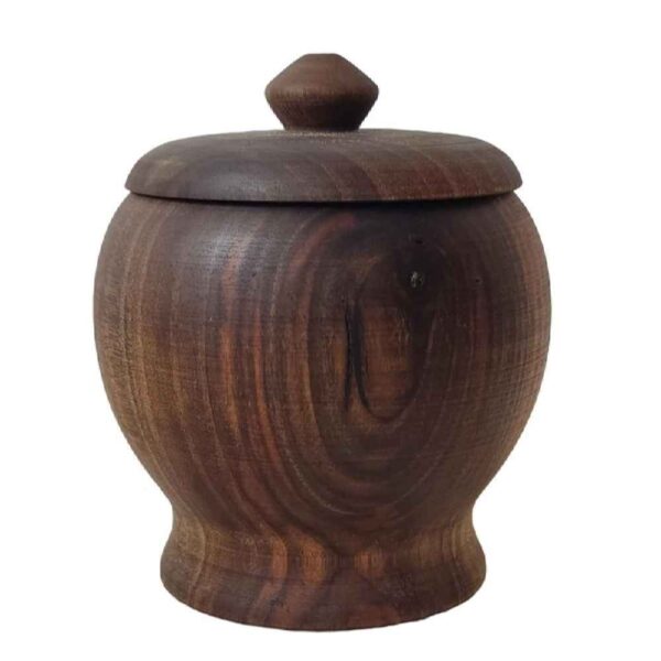 Handcrafted Wooden Sugar Bowl with Lid - Rustic Style Saye