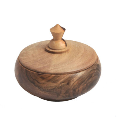 Handcrafted Wooden Sugar Bowl with Lid – Rustic Style & Natural Walnut Wood