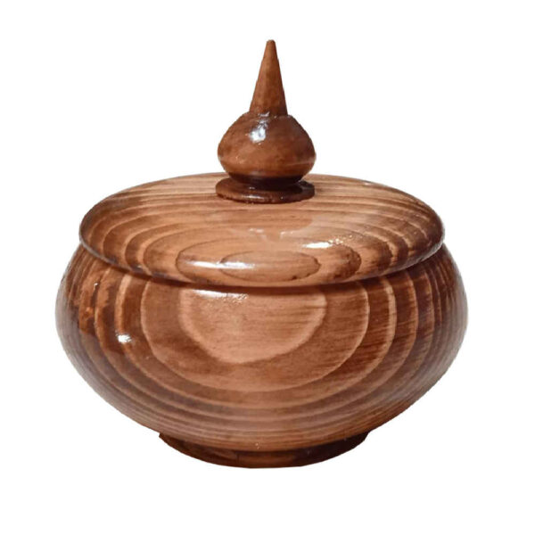 Handcrafted Wooden Sugar Bowl with Lid - Rustic Style Negin